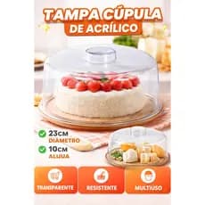 Tampa Cúpula Acrílico 23cm Para Boleira Porta Bolo Queijeira