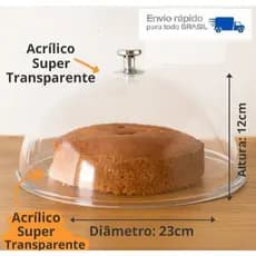 Tampa Cúpula Acrílico 23cm Para Porta Bolo Boleira