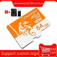 Cartão de memória Flash de alta velocidade classe 10 8GB/32GB/64GB Mini cartão SD, gravação de vídeo 4K