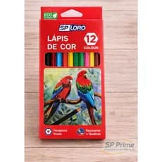 Lápis de Cor 12 Cores SP Loro – Super Resistente, Cores Vibrantes, Ideal para Escola