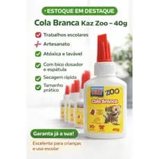 Cola Branca Kaz Zoo 40g | Escolar, Artesanato, Atóxica, Secagem Rápida