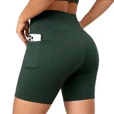 Short feminino com bolso nas duas lateral de cintura alta zero transparencia