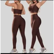 Conjunto legging + top alça com bojo removível no suplex poliéster para academia yoga e trainings