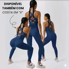Macacão Feminino Canelado Longo com Bojo removível para a academia yoga e treinos