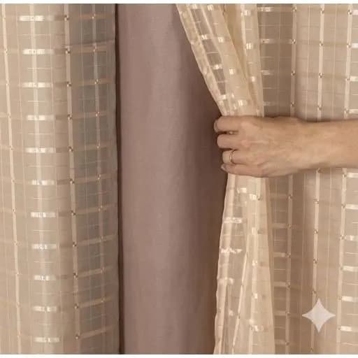 Cortina Blackout Blecaute PVC Com Tecido Voil Xadrez 1 Parte 1,40larg x 1,80alt