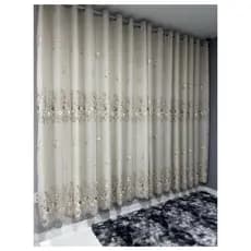 Cortina Bordada Luxo Forro Microfibra Decorativa Sala Quarto Porta e Janela 2,00m x 1,40m