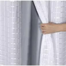 Cortina Blackout 2,80 x 1,60m Blecaute PVC Com Tecido Voil Xadrez Voil Liso Sala Quarto Escritorio