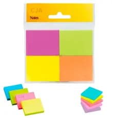 1 Bloco de Anotações Colorido, 4 cores Auto adesivo, Organização, Post-it para Escola/Escritório/Faculdade.