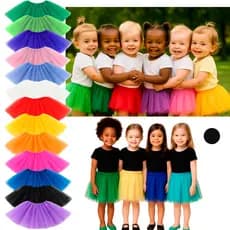 Saia Tule Criança Colorida Lisa Festa Carnaval 30cm Tutu Infantil