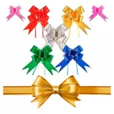 Kit com 100 Laços de Presente 18mm Cores Sortidas - Laço Mágico para decoração de Presente - Fita p/ Caixa de Presente.