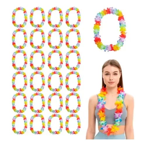 Kit C/ 24un Colar Havaiano Festa Colorido Festa Carnaval - Colares Festa - Carnaval - Halloween - Show - Eventos