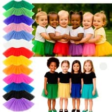 Saia Tule Criança Colorida 3 a 10 anos C/brilho ou sem Festa Carnaval 30cm Tutu