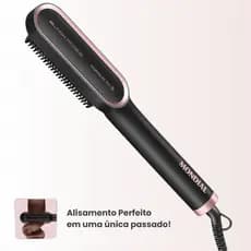 Escova Alisadora Mondial Black Rose Bivolt Sem Frizz 5 Temperaturas Alisamento Instantêneo 127/220v