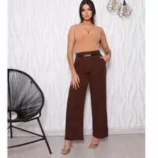 CALZA ALFAIATARIA FEMENINO PANTALONA COM CIPER NA FRENTE ACOMPANHA CINTO