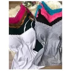 Blusa blusinha Feminina de Alcinha de Renda com Bojo Primavera verão