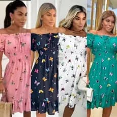 Vestido Borboleta Manga Ombro a Ombro Curto Perfeito para Arrasar no Calor