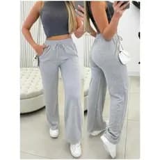 Calça pantalona de lazinho feminina cintura alta com Elástico e bolso Outono/Inverno - Lançamento
