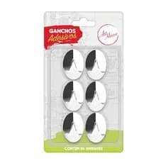 Kit 6 Suporte Gancho Adesivo Pendurar Roupa Banheiro Cozinha