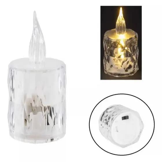 Vela Led Transparente Luz Amarela 6,5CM - Iluminação Moderna e Segura