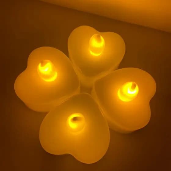 Kit 24 Velas Led de Coração Decoração Romântica Casamento Jantar