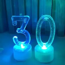 Vela Decorativa Led Números do 0 a 9 Muda de Cor Festas Aniversários
