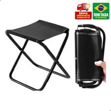 Banqueta Dobrável Portátil até 120kg Pesca Acampamento Praia Cadeira Compacta com Bolsa