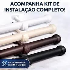 Kit Varão de Cortina em Ferro 28mm – 2m com Suportes e Ponteiras