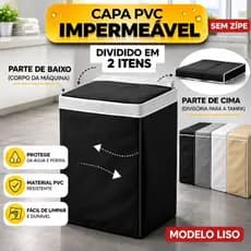 Capa para Máquina de Lavar Universal 9-15kg PVC Impermeável e Durável