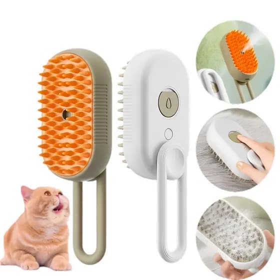 Escova A Vapor Para cães e gatos 3 Em 1 pente Elétrico Remoção de pelos e massageador