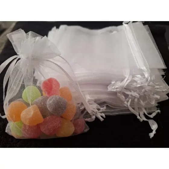 Kit 10/20/50/100 Un Saquinho Organza 9X12 cm Branco