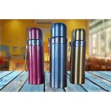 Garrafa Térmica Meálica Inox Vácuo Metálico C/ Copo E Alça 500ml  - Azul