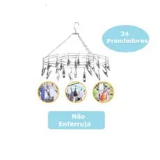Prendedor Estendedor De Roupa Íntima Calcinha Meia Cueca 35cm Inox 24 Prendedores não enferruja - Clink