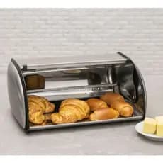 Porta Pão  bolo Basculante em inox  premium alto brilho ideal para manter o alimento fresco  35,5 cm