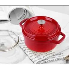 Panela de Ferro Fundido Esmaltado Cozimento Doméstico e Antiaderente Fogão Gás Indução e Forno 22 cm