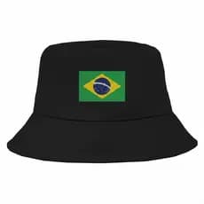Chapéu Bucket Hat Brasil Preto Unissex Estilo Torcedor