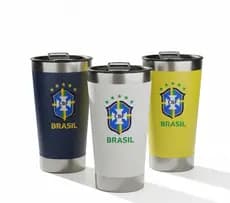 Copo Térmico, sua Bebida por Mais Tempo Gelado ou Quente cor Amarelo