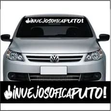 Adesivo testeira de carro invejoso fica... Pará brisa dianteiro traseiro medindo 90x10 branco