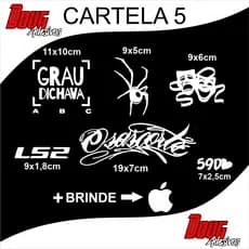 Cartela adesivos grau dicahava, osascorte, aranha e outros para bike, moto, carroCOD5