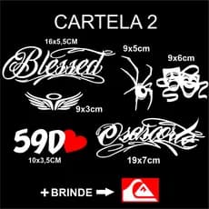 Cartela adesivos blessed osascorte aranha anjo chora agora e cifrão COD2 bicicleta bike moto