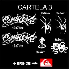 Cartela adesivos osascorte aranha quiki  chora agora cifrão COD3 bicicleta bike moto