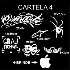 Cartela adesivos osascorte grau dichava aranha quiki  chora agora cifrão COD4 bicicleta bike moto