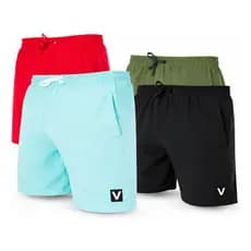 Kit 4 Bermudas Masculinas Tactel com Elastano para Academia Corrida e Praia