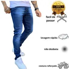 Calça jeans masculina escura skinny linha premium com elastano frete gratis