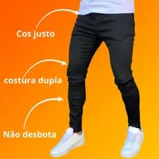 Calça jeans masculina preta skinny linha premium promoção frete gratis NF