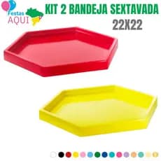 Kit 2 Bandeja Sextavada 22x22 cm - decoração- Festa - Artigos de festa- Bandeja pra doces