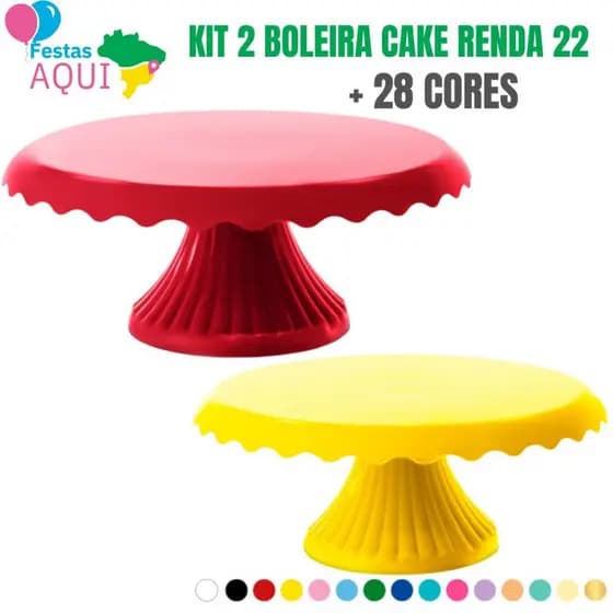 Combo 2 Boleira Cake Renda 22 cm - Várias cores