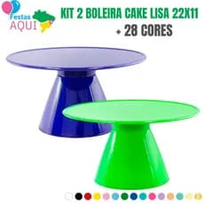 Kit 2 Boleira Cake Lisa 22 cm - Várias Cores