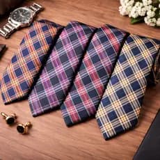 Gravata Xadrez Semi-Slim Jacquard Modelos Variados Premium Várias Cores Sem Nó Moda Social Maculina