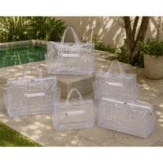 Bolsa Transparente Sacola Jumbo Presídio Praia Viagem Enfermagem PVC Penintenciária Grande Média Resistente Impermeável