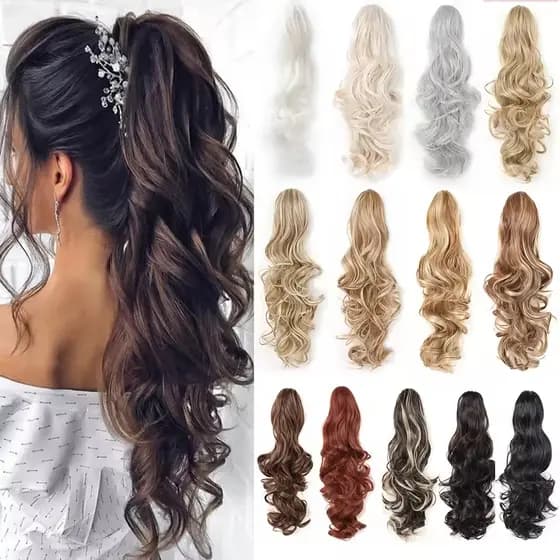 Cabelo Rabo de Cavalo Aplique Premium em Fibra Orgânica Bio Presilha Liso e Ondulado